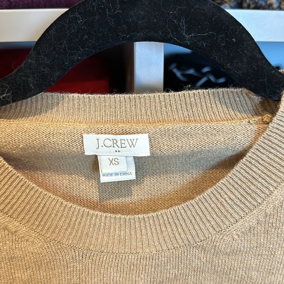 J Crew tan with orange heart long sleeve crew neck sweater size XS - Picture 2 of 3